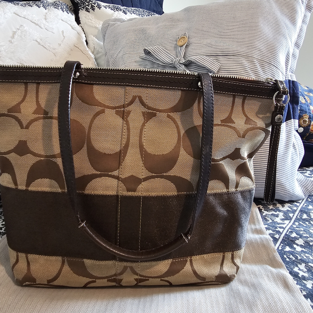 Coach Brown and Tan Shoulder Bag